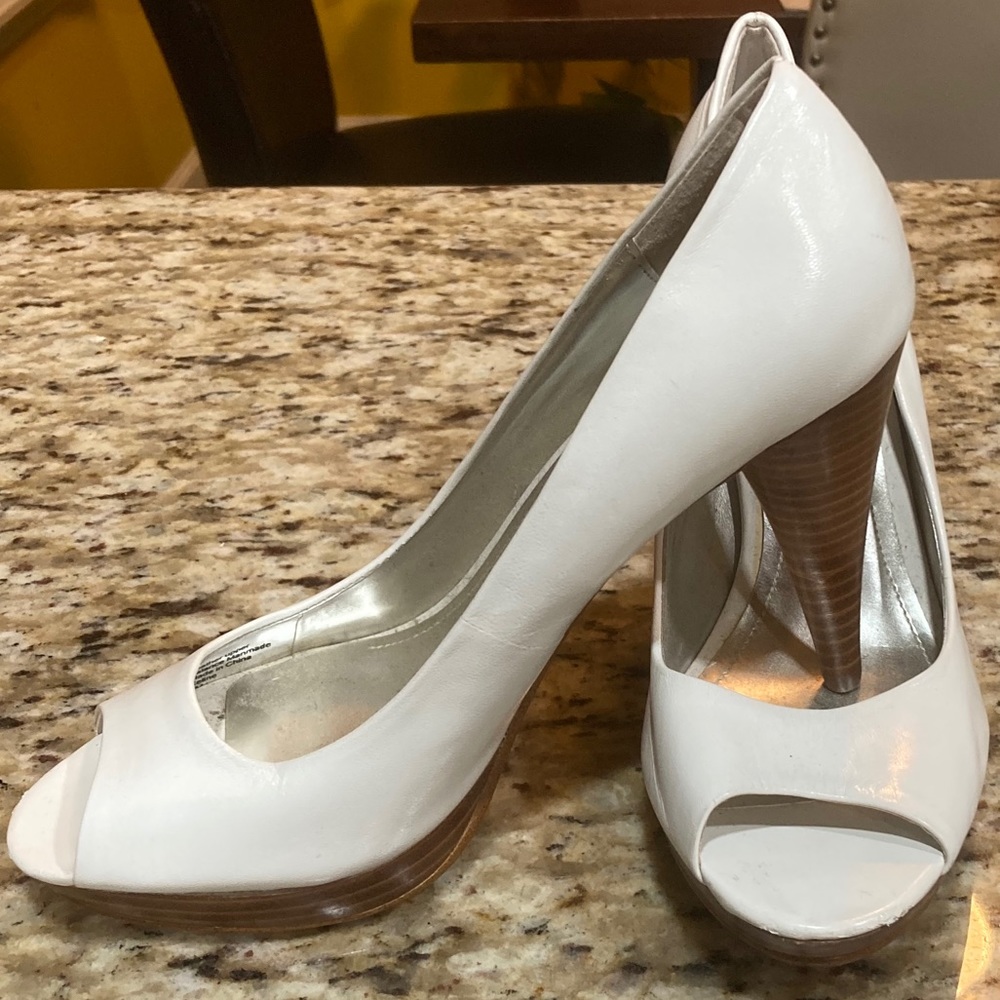 Women’s Style & Co.  white open toe pumps